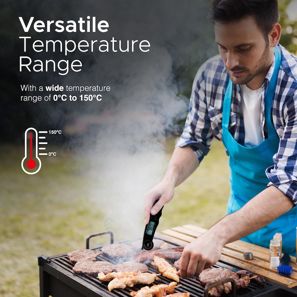 image 1 of Keplin Cook Digital Meat Thermometer Instant Read Foldable Probe Backlit LCD