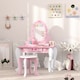 image 6 of AIYAPLAY Kids Dressing Table Set, Two-Piece Children Vanity Table with Stool | Pink