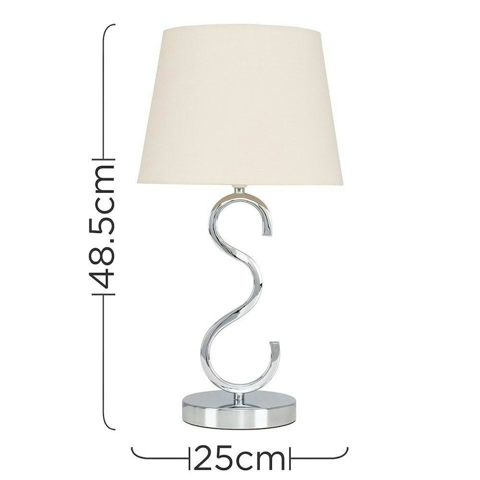 image 1 of ValueLights Cabonna Dimmable Polished Silver Table Lamp with Small Cream Tapered Shade and E14 Candle LED 5W Warm White 3000K Bulb Cream