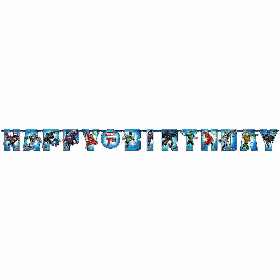 Justice League Characters Happy Birthday Banner - Multicoloured - One Size