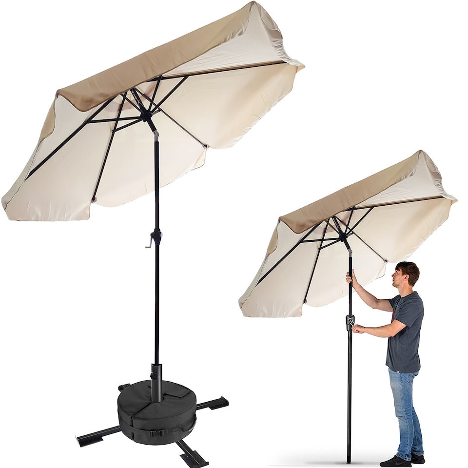 image 1 of Foldable Metal Stand Holder Cross Frame Heavy Duty Parasol Base Umbrella Garden