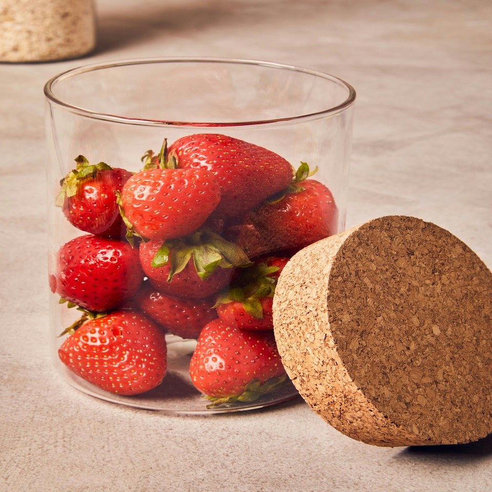 image 1 of Interiors by Premier Small Glass Jar, Eco-Friendly Glass with Airtight Cork Lid and Chalkboard Label, Perfect for Storing Spices