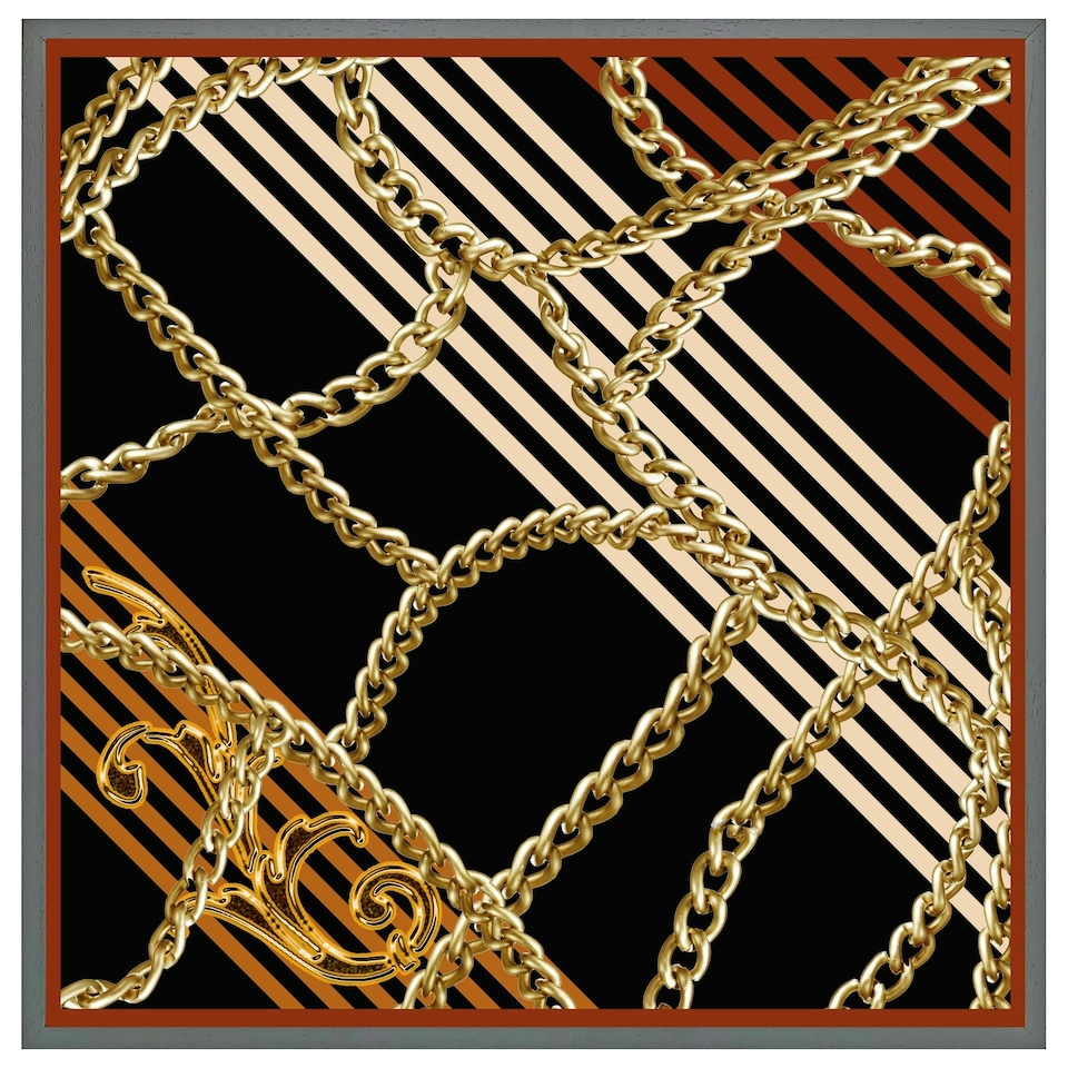 image 1 of Chains & stripes (Picutre Frame) Brown | Oak | L