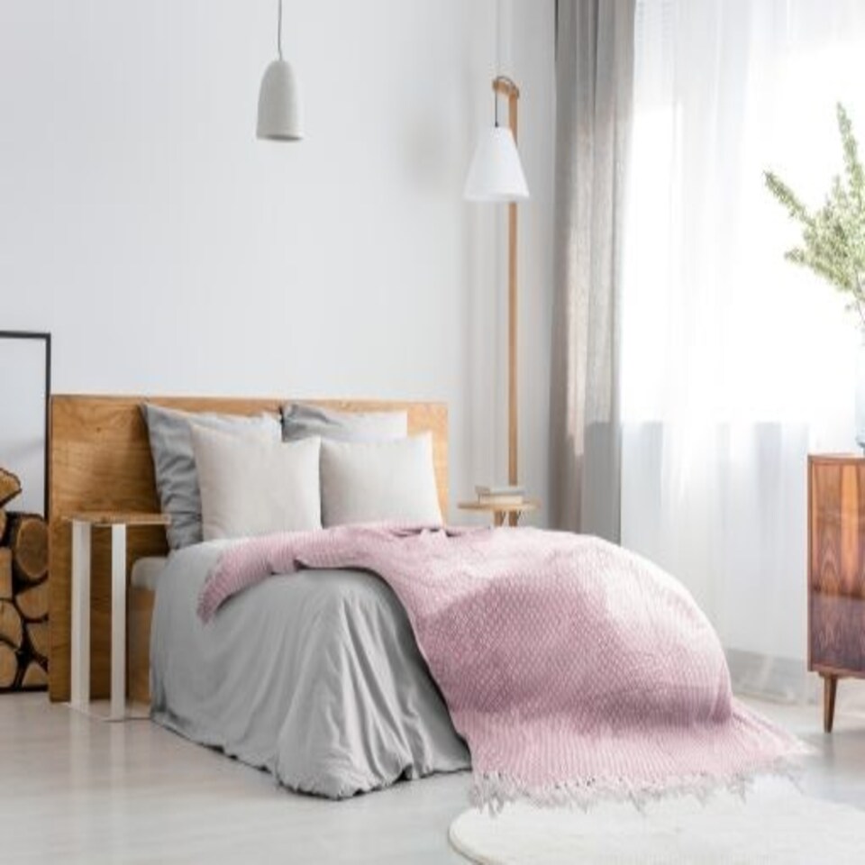 image 1 of Stockholm Collection Recycled Cotton Throw in Blush Pink (50" x 60") Pink | Pink
