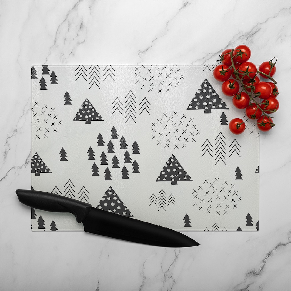 image 1 of Scandinavian Style Christmas Dining Glass Chopping Board | Multi