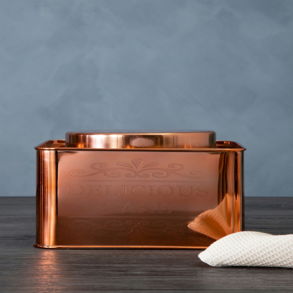 image 1 of Maison by Premier Chai Square Copper Finish Cake Canister