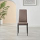 image 4 of Furniturebox 4x Milan Black Leg Cappuccino Hatched Faux Leather Dining Chairs