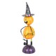 image 3 of Orange Metal Pumpkin Man Halloween Ornament with Witch Hat