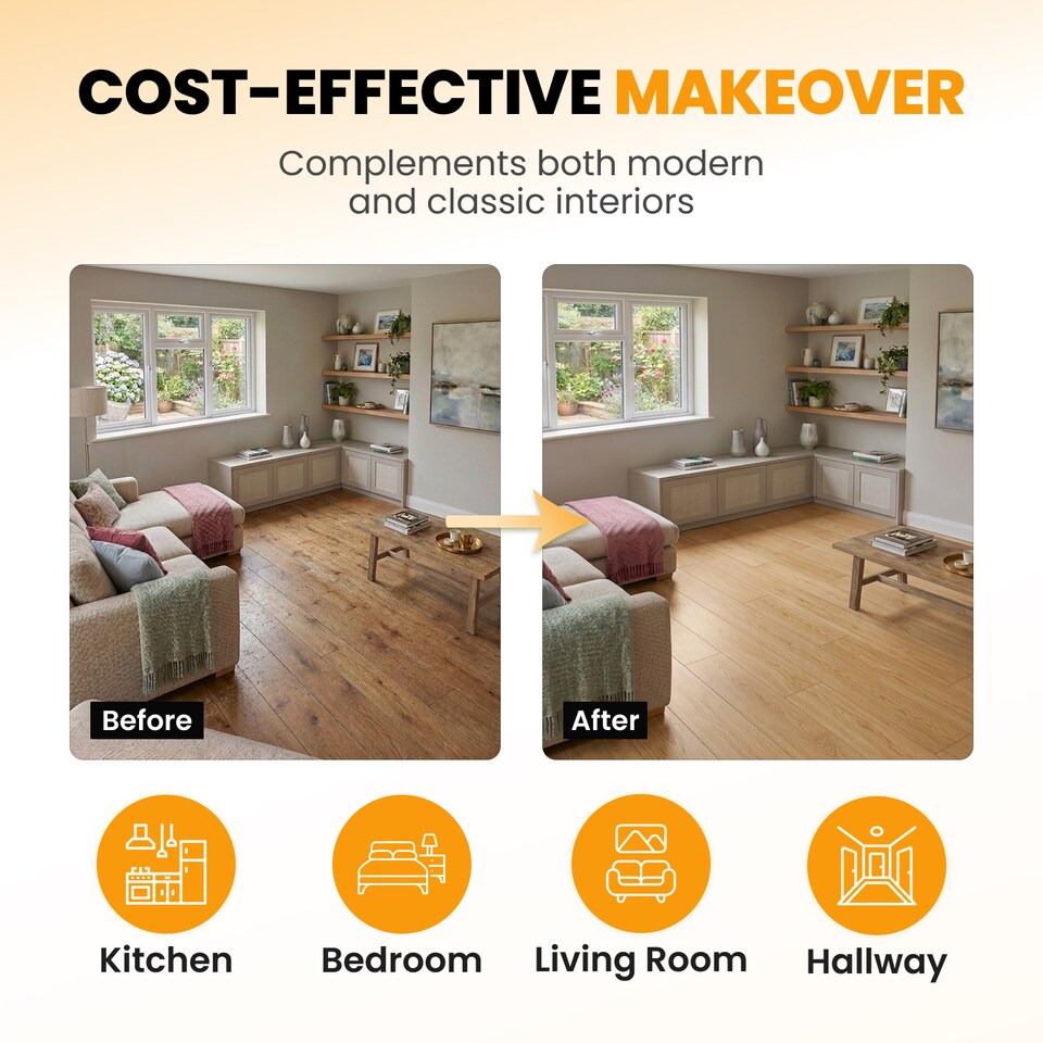 image 1 of NOVECRAFTO Self Adhesive Floor Planks | 5.9x35.9in (91.4x15.2cm) Each | Peel & Stick Vinyl Flooring | Natural Wood Effect | Waterproof DIY Tiles | Brown | 2.78 sqm
