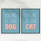 image 5 of Set of 2 You Me And The Cat Dog Lover Retro Teal Blue Pink Wall Art Prints 12x16 Inch