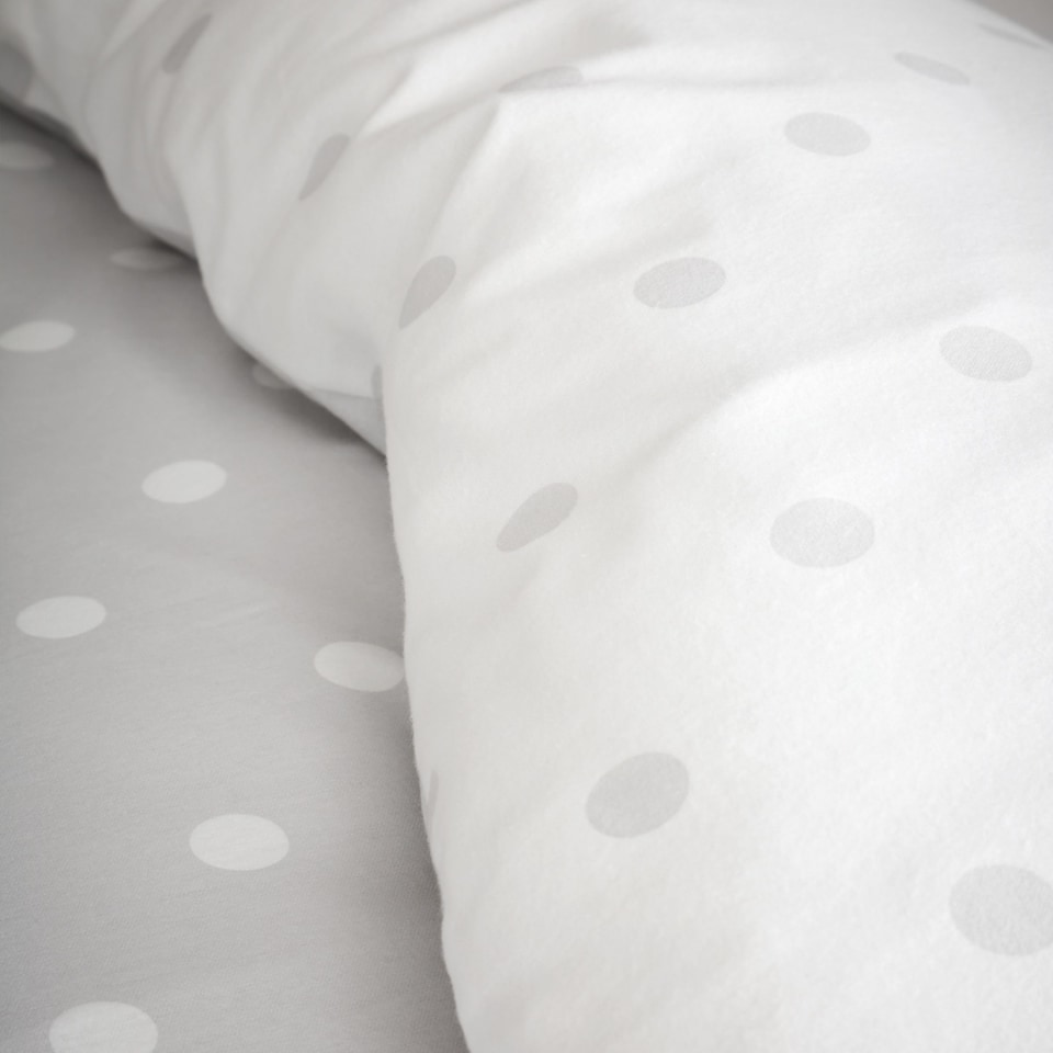 image 1 of Brushed Polka Dot Cotton Reversible Duvet Cover Set | Grey | King