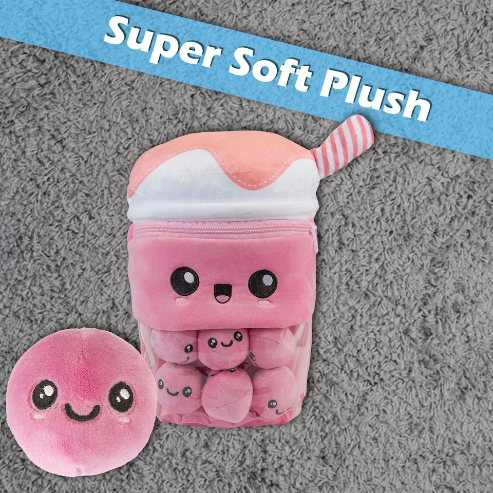 image 1 of Boba Tea Soft Toy Cute Plushie Huggable Cuddly Stuffed Toy Gift 35cm Pink