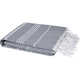 image 2 of Anna Hammam Striped Cotton Beach Towel - Grey - One Size