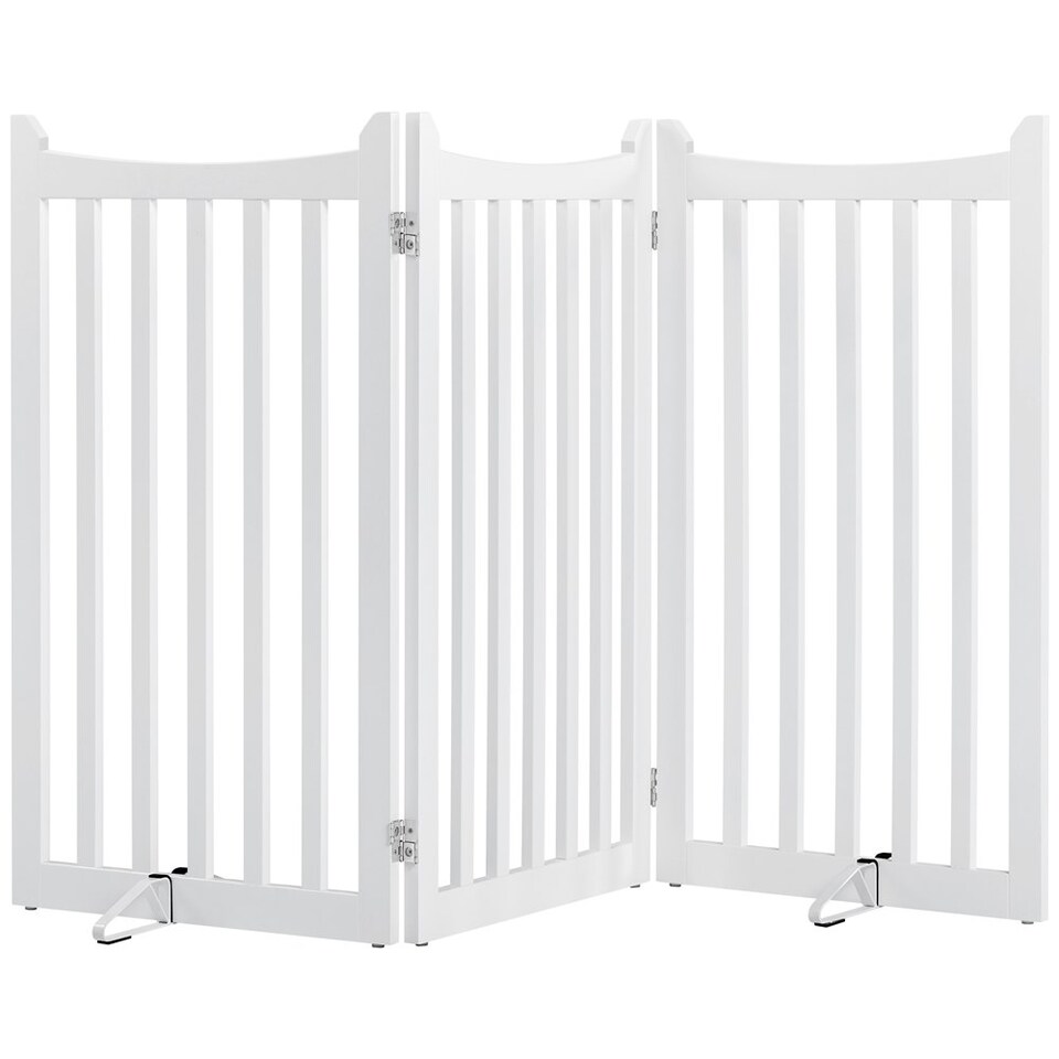 image 1 of Yaheetech 3-Panel Pet Puppy Fence with Two Support Feet, 50 × 90.5 cm White