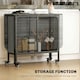 image 4 of HOMCOM Mobile Drop Leaf Dining Table on Wheels with Storage Shelf Grey