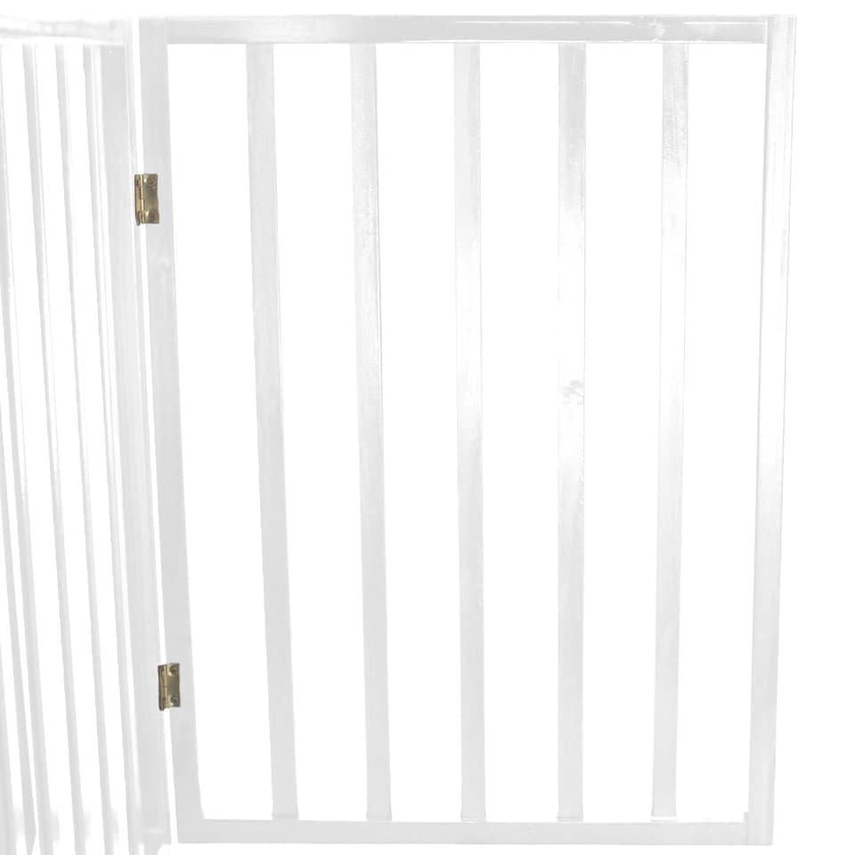 image 1 of White Dog Safety Folding Wooden Pet Gate Portable Indoor Barrier