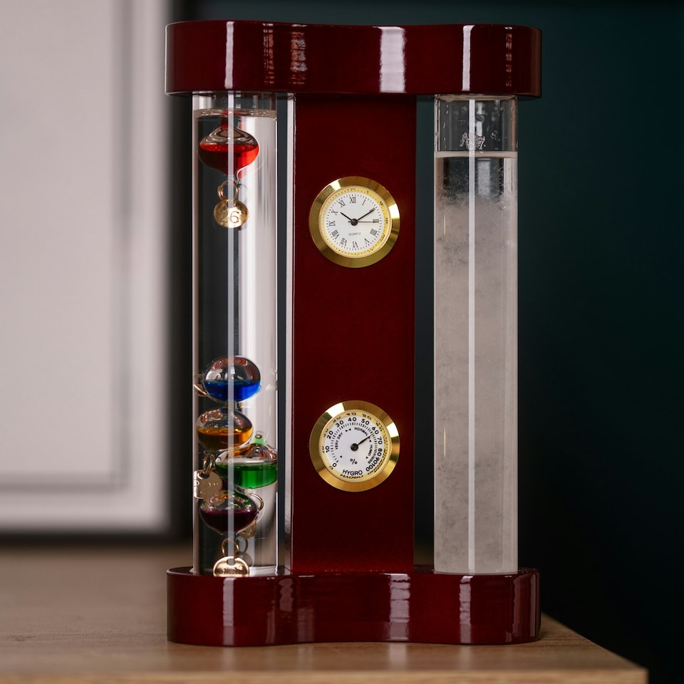 image 1 of Galileo Thermometer & Storm Glass -18cm Multi Col 5 bulb