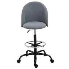 Vinsetto Ergonomic Drafting chair Adjustable Height with 5 Wheels Padded Seat Footrest 360 Swivel Freely Comfortable Versatile Use For Home Office - Grey