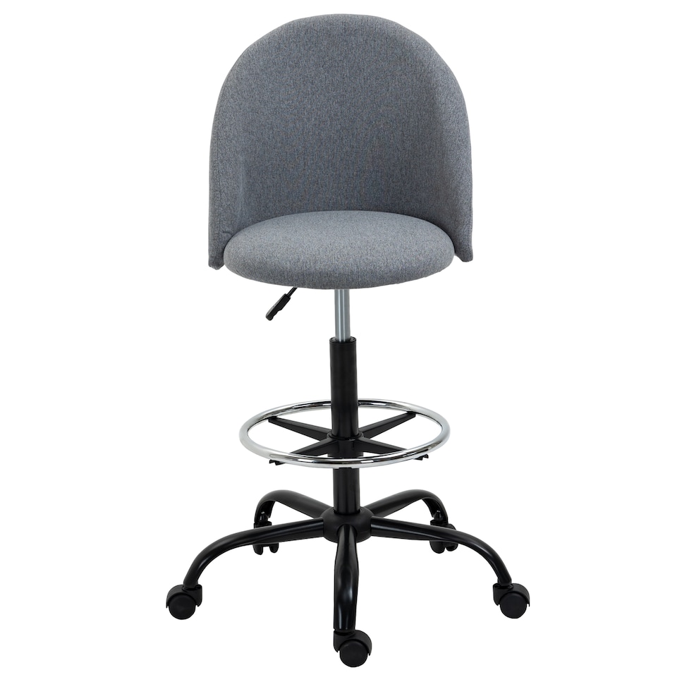 image 1 of Vinsetto Ergonomic Drafting chair Adjustable Height with 5 Wheels Padded Seat Footrest 360 Swivel Freely Comfortable Versatile Use For Home Office - Grey