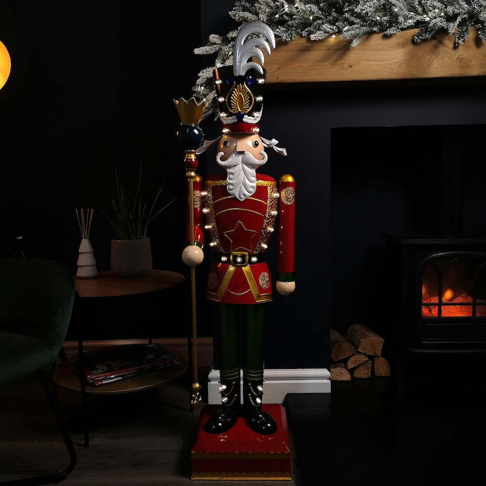 image 1 of 119cm Light Up Nutcracker Soldier LED Christmas Wooden Ornament Home Decoration