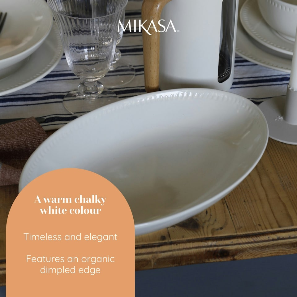 image 1 of Mikasa Serving Dish White Ceramic Oval 30.5cm