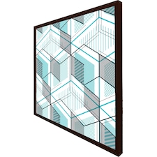 Blue geometric hexagons (Picutre Frame) Brown | M