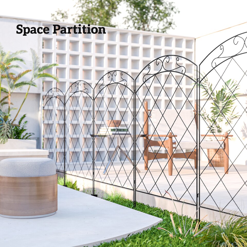 image 1 of Outsunny 4PCs Decorative Garden Fencing 56.3in x 11.5ft Steel Border Edging