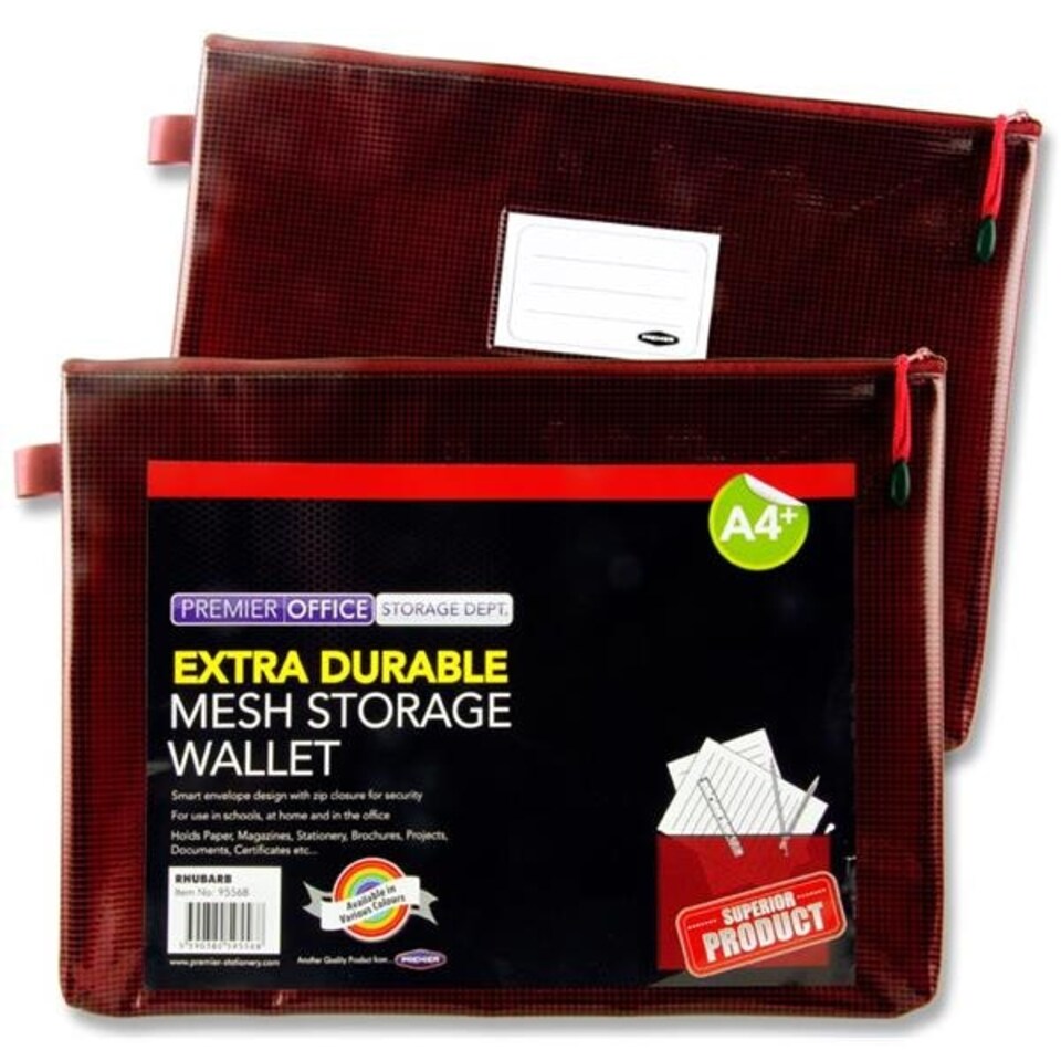 image 1 of A4+ Extra Durable Rhubarb Red Mesh Wallet by Premto
