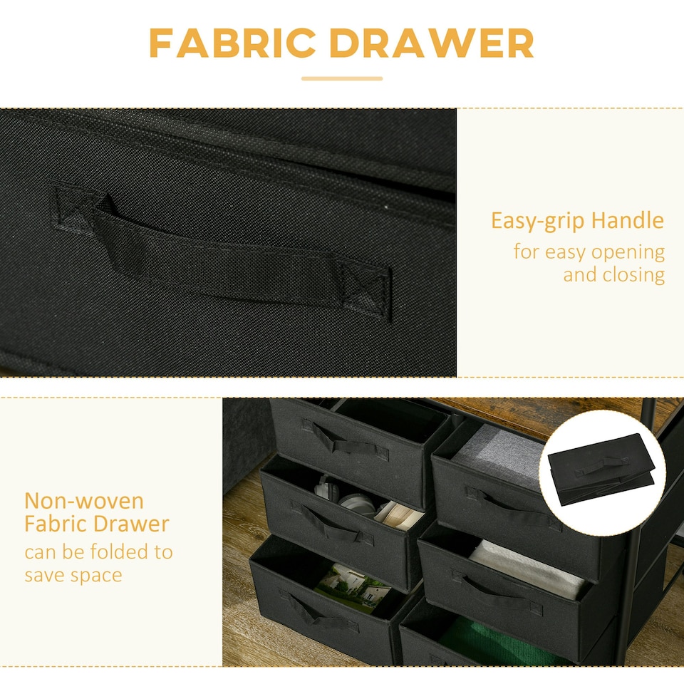 image 1 of HOMCOM Hanging Clothes Rail Clothes Rack w/ 6 Fabric Drawers for Hallway Bedroom