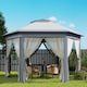 image 9 of Outsunny 3 x 4m Garden Gazebo Hexagon Pop Up Gazebo Party Tent Canopy Double Roof Instant Shelter with Netting and Carry Bag for Outdoor Patio, Grey