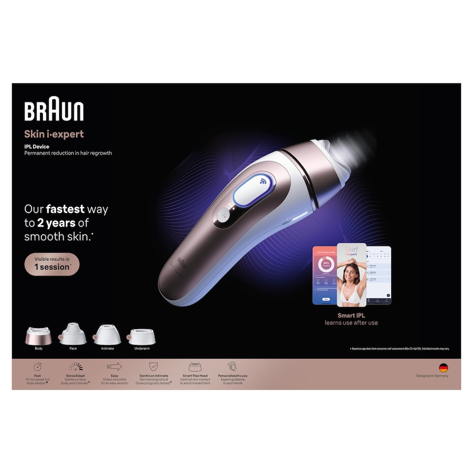 image 1 of Braun Smart IPL Skin i·expert, At Home Hair Removal, With Free App, 4 Smart Heads, PL7441