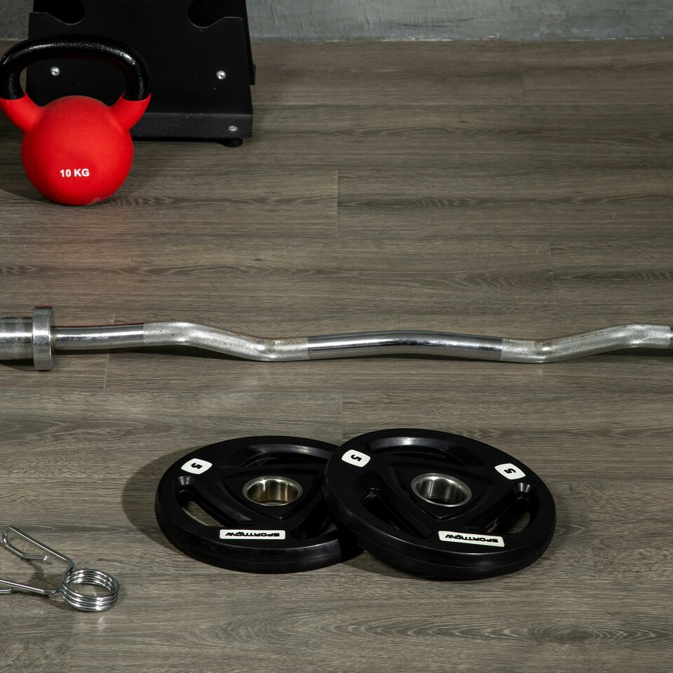 image 1 of SPORTNOW Two 5kg Olympic Weight Plates for Barbell, with Tri-Grips