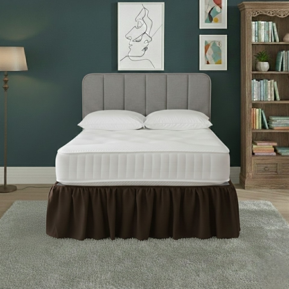 image 1 of Base Valance Polycotton Sheet for Divan Beds Easy Care Bed Base Cover | Brown | Brown | Super King