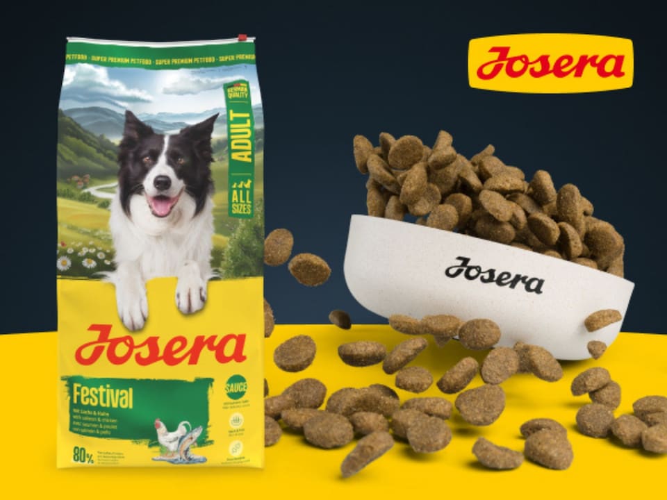image 1 of Josera Adult Festival complete dog food | For fussy dogs | Feed dry or wet for delicious gravy | Chicken & Salmon | All breed sizes | 12.5kg