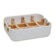 image 2 of Interiors by Premier White Soap Tray, Eco Soap Dish With Bamboo Insert, Biodegradable Rectangular Soap Holder With Drainage