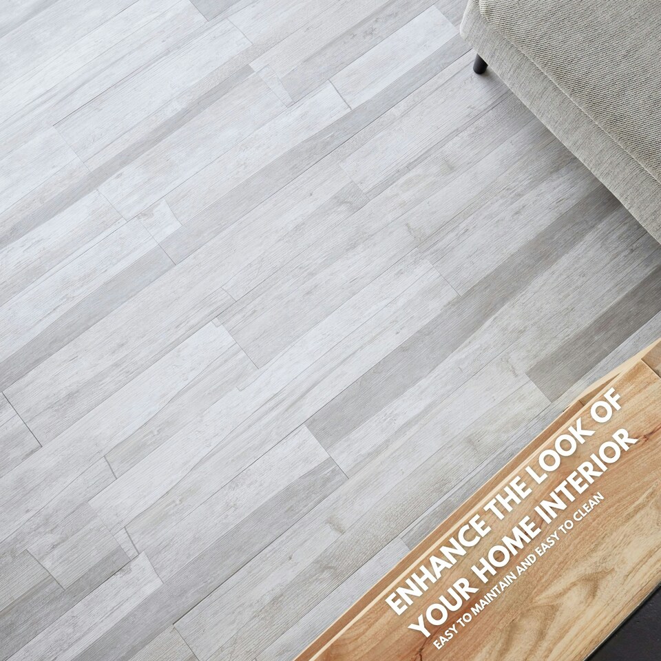 image 1 of NOVECRAFTO Self Adhesive Vinyl Floor Plank – Peel & Stick 36x5.98 in – Light Grey Ash Breeze – Wood Effect – Waterproof DIY Flooring – Easy to Install Grey | 0.97 sqm