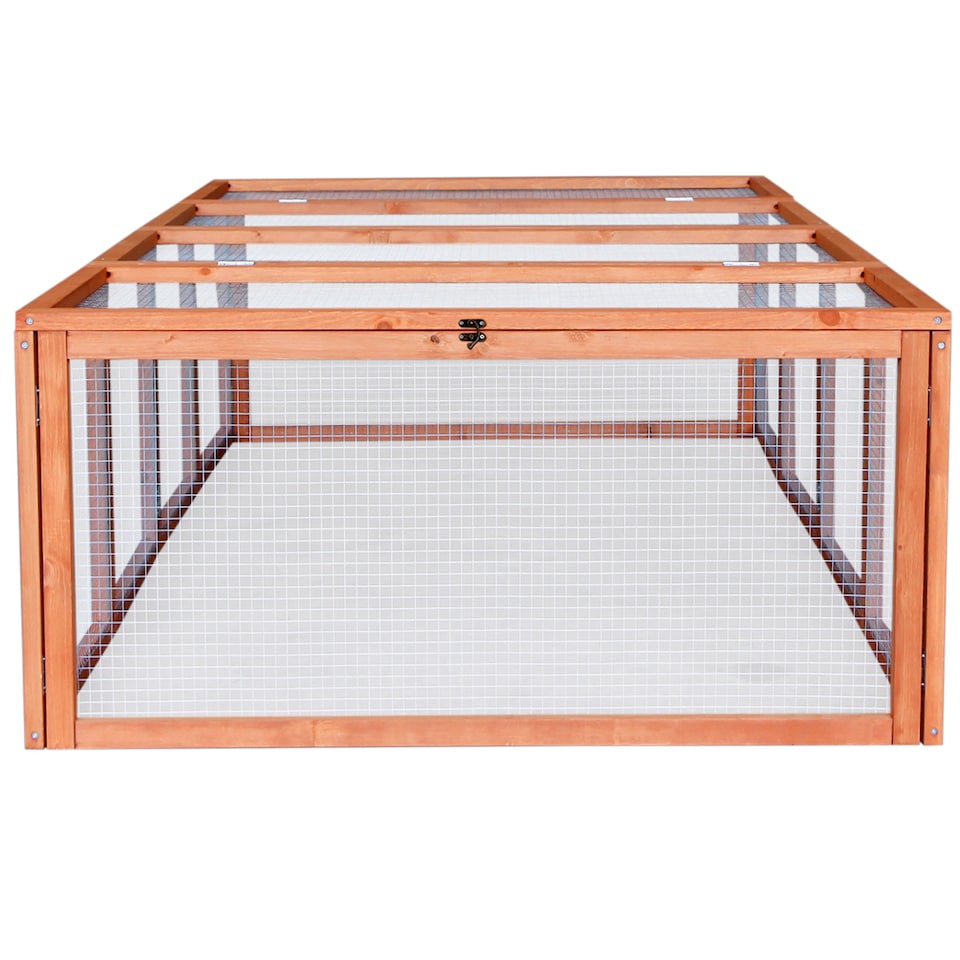 image 1 of Actiaspet Wooden Outdoor Pet Run with Mesh Cover, Hinged Entrances, for Rabbits, Guinea Pigs, Chickens (Fir Wood, X Large - 180cm, 8)