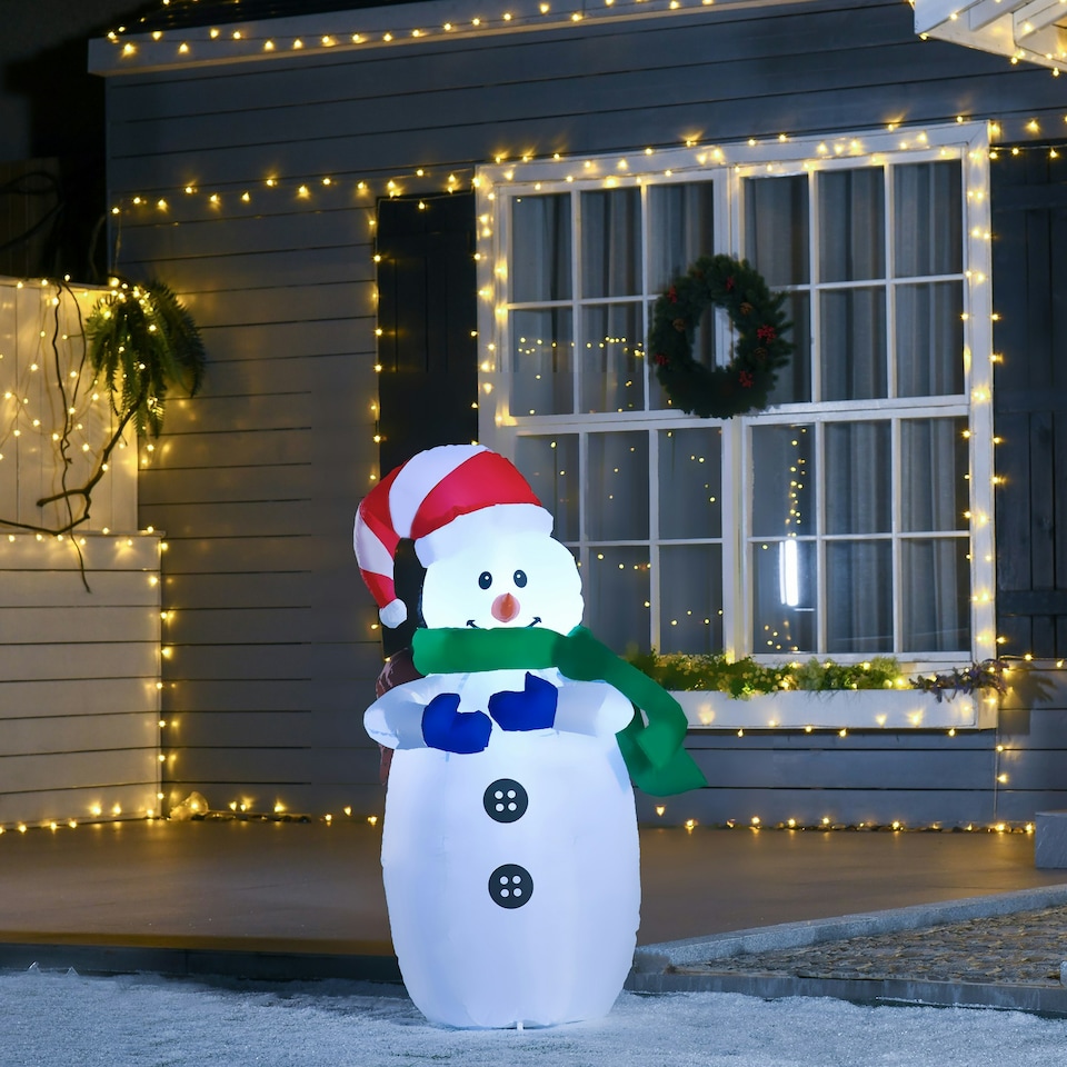 image 1 of HOMCOM 4ft Inflatable Christmas Snowman Decoration LED Lights for Lawn Garden