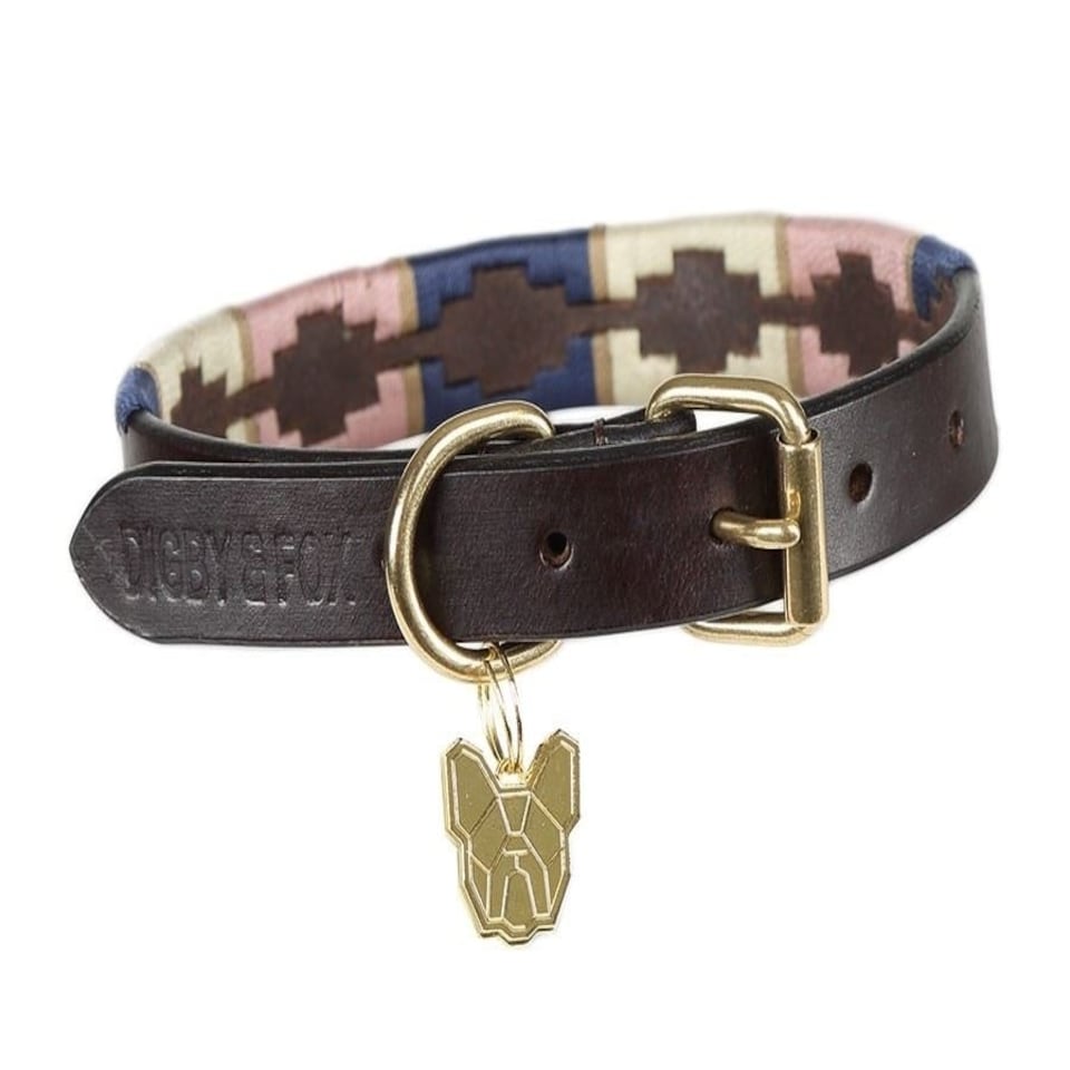image 1 of Shires Drover Polo Dog Collar Purple | Colour: Yellow/Dark Green/Purple
Size: X-Large | XL
