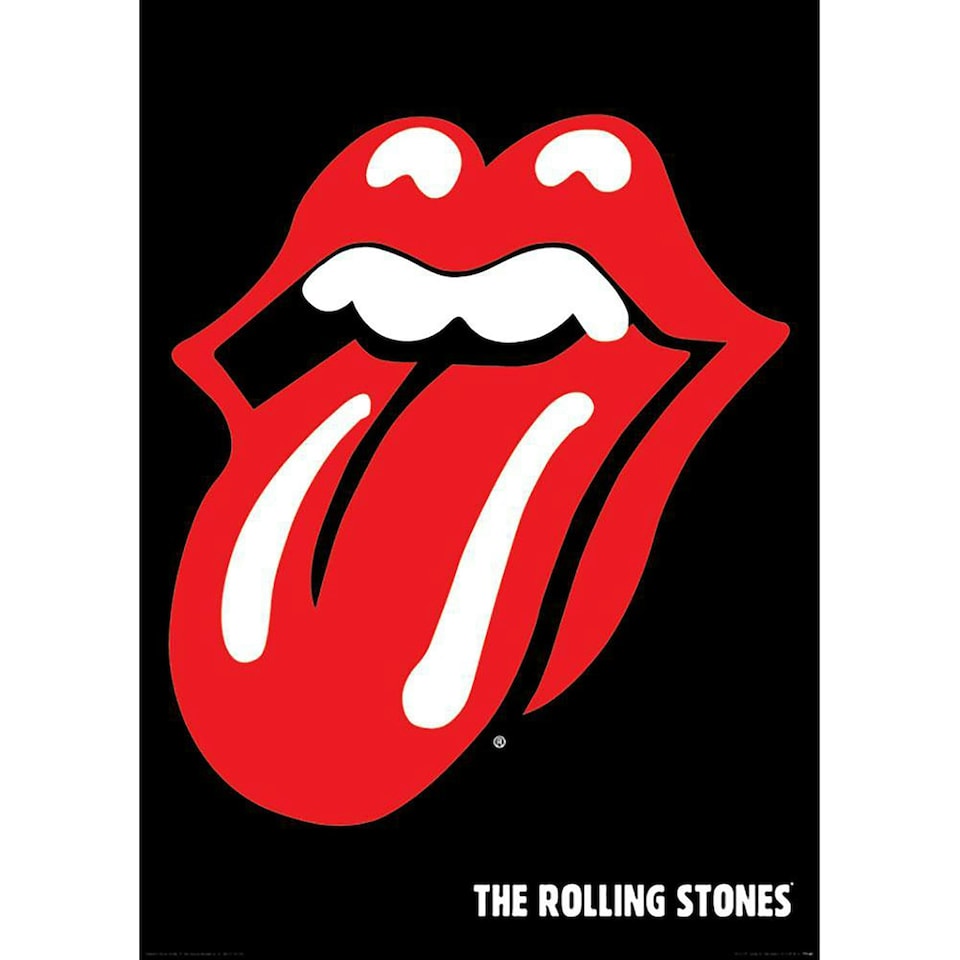 The Rolling Stones Logo Poster - Black/Red - One Size