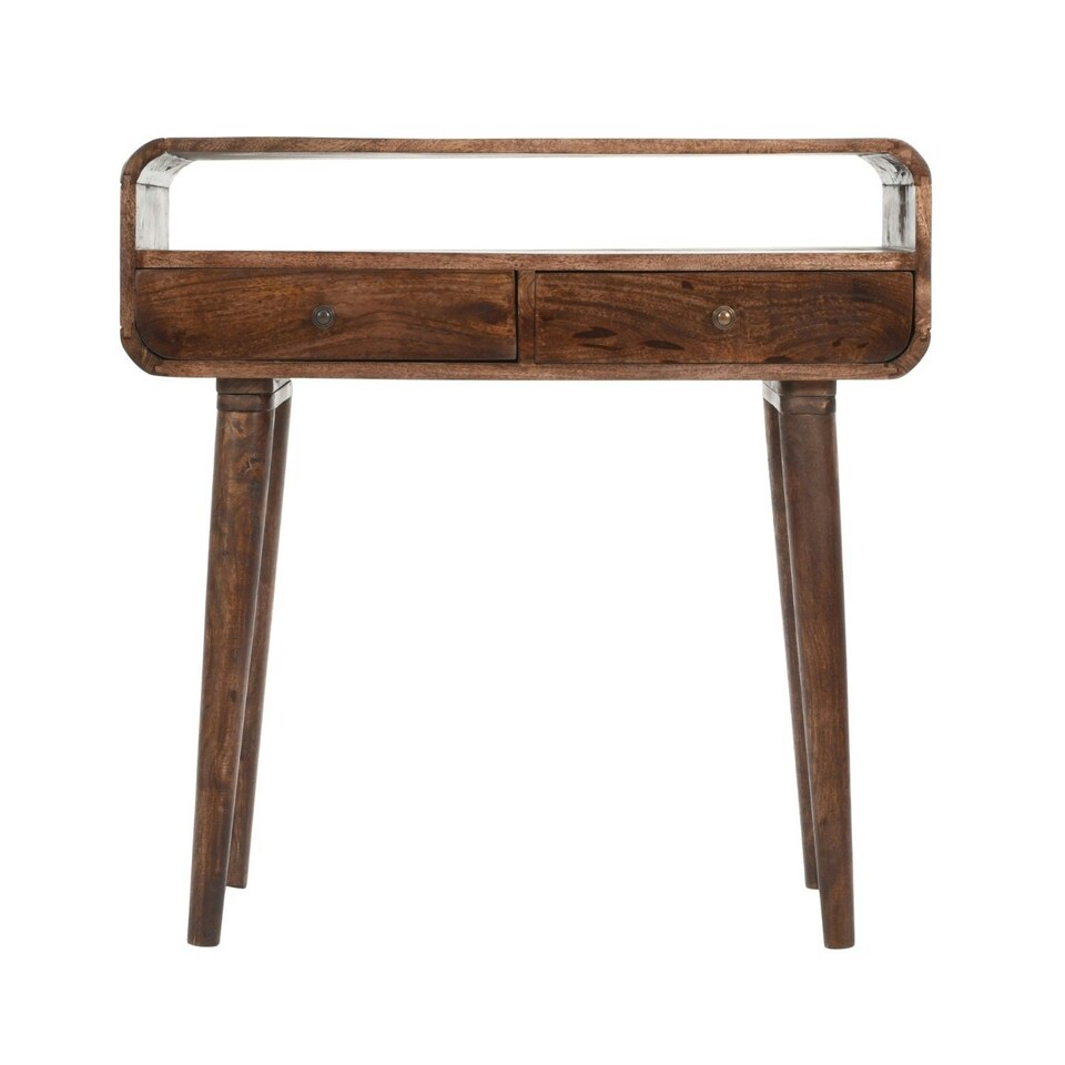 image 1 of Winnie Dark Mango Wood Console Table with 2 Drawers Brown