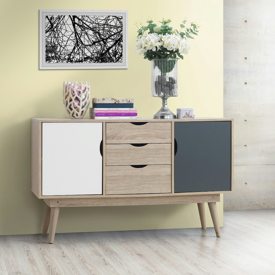 image 1 of Alford 2 Sideboard with 2 Doors & 3 Drawers White & Grey Finish