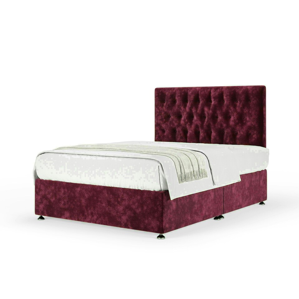 Aubergine Chenille No Drawer Divan Base and Lona Headboard Single