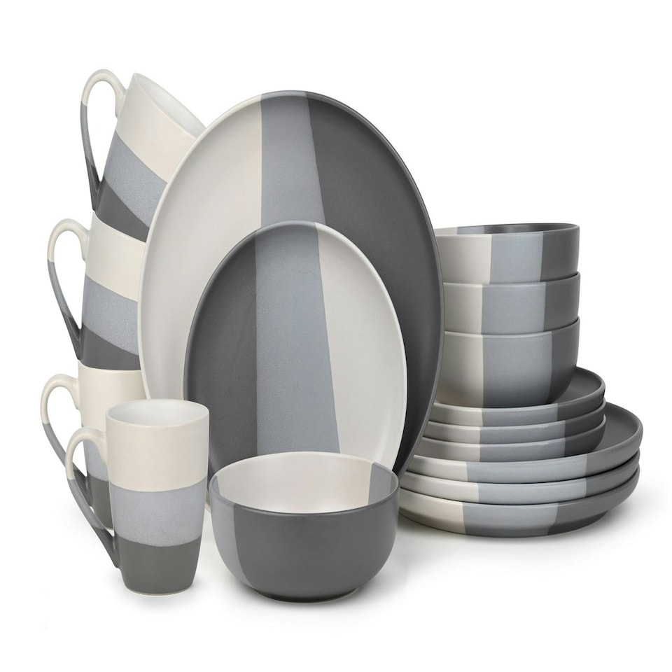 image 1 of 16pc 3tone Dipped Grey Set