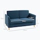 image 3 of HOMCOM 2 Seater Sofa, Compact Loveseat, Linen Upholstered Couch with Wood Legs and Armrest, Small Sofa for Living Room and Home Office Blue