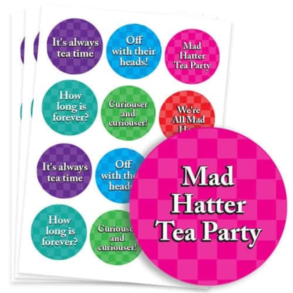 Alice In Wonderland 60mm Round Sticker Sheet of 12