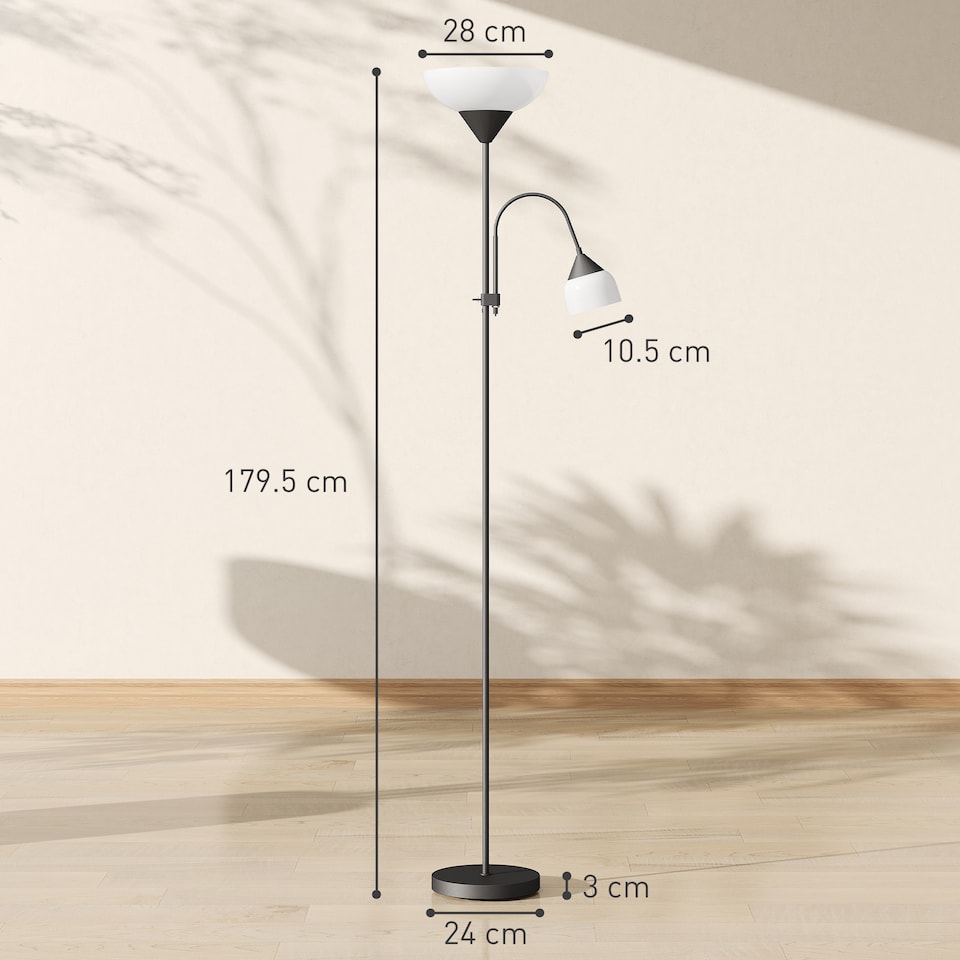 image 1 of HOMCOM Mother-Child Floor Lamp Duo Light with 2 Switches and Round Base
