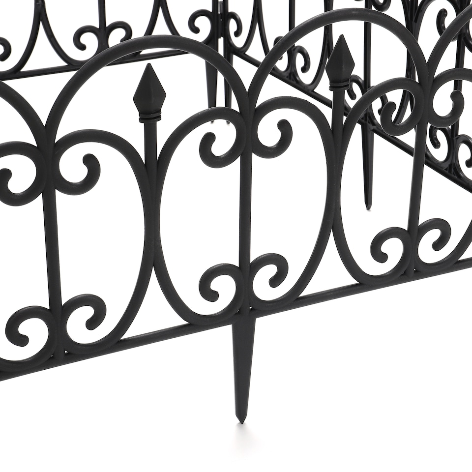 image 1 of Living and Home 6Pcs Outdoor Fence Panels, Garden Border Edging Fence for Yard, Lawn & Landscaping | Black | 60cm W x 33cm H