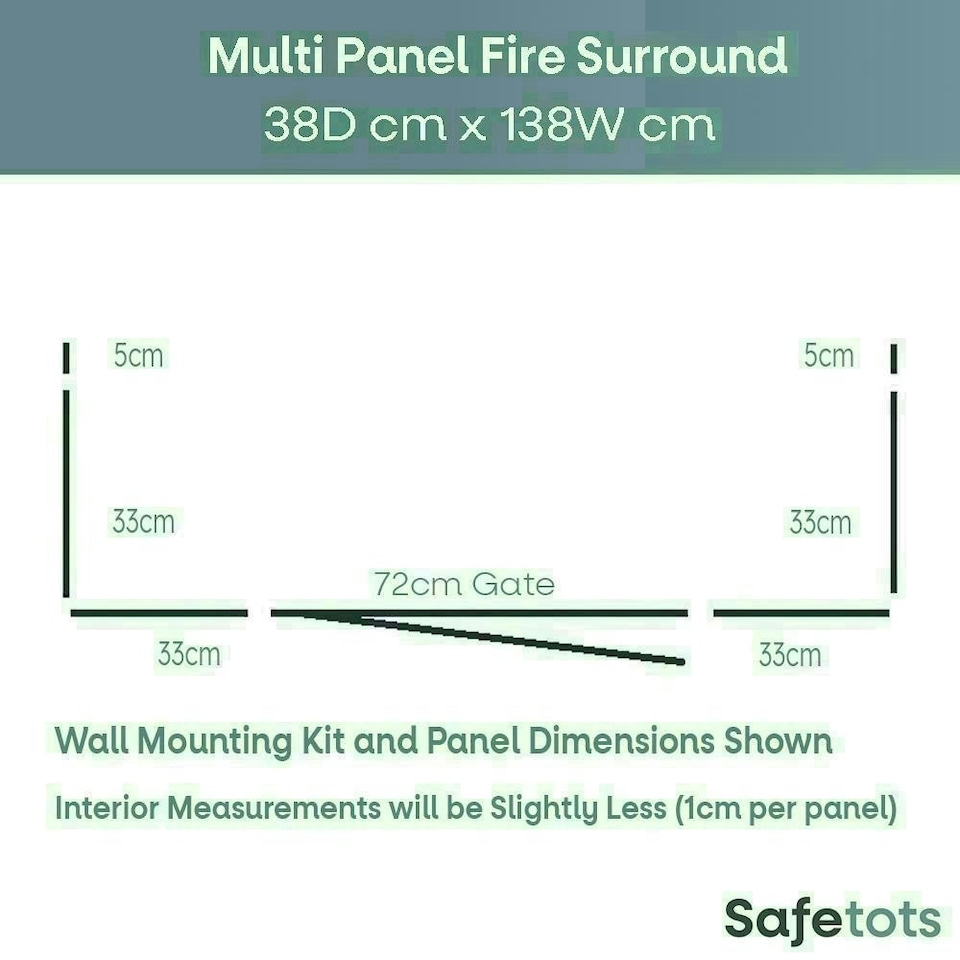 image 1 of Safetots Multi Panel Fire Surround, 38cm Deep x 138cm Wide, Black, 70cm Tall, Child and Pet Safety, Baby and Toddler Fire Guard