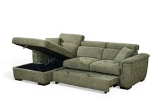 Green Chenille Fabric 1C2 Corner Sofabed with Storage WILSON